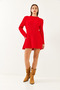 Women's Red Crew Neck Ribbed Mini Knitwear Dress 85001022 - 2