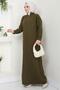 Ribbed Half-Zip Knitwear Dress Khaki Hm2520 - 3