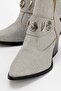 Kenda Silver Glitter Back Zipper Buckle Women's Thick Heeled Boots - 4