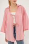Women's Powder Shirt Collared Front Lace-Up Kimono Shirt Arm-25K 001006 - 2