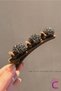 Hair Twister Velvet Textured Side Hair Clip Coffee - Mini Rhinestone Soft Clip Clamp Hair Accessory