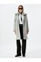 Long Oversize Stamp Coat with Removable Faux Fur Detail on the Collar - 2