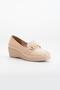 Women's Wedge Heeled Shoes Nude Patent Leather Crocodile Print - 4
