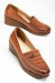 Women's Wedge Heeled Shoes, Tan Stretch Leather, Stitched on the Surface