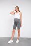 Maternity Stretchable Waistband Adjustable Waist Denim Shorts Anthracite - 4