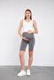 Maternity Stretchable Waistband Adjustable Waist Denim Shorts Anthracite
