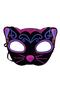 Black Velvet Coated Cat Mask with Pink Blue Glitter Embroidery 20X13 cm - 2