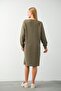 Maternity Midi Length Knit Dress with Side Pockets and Nursing Detail Khaki - 6