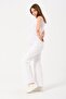 Maternity Stretchy Waistband Adjustable Canvas Wide Leg Pants White