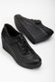 Wedge Sole Velcro Elastic Band Black Women's Casual Shoes