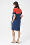 Maternity Colorblock Short Sleeve Printed Midi Dress Red - 5