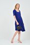Maternity Midi Length Short Sleeve Square Neck Evening Dress Cobalt blue - 3
