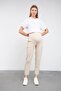 Maternity Flexible Waistband Adjustable Mom Fit Classic Gabardine Trousers Beige - 2