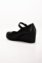 Beret Artificial Leather Black Women's Wedge Sole Shoes - 5