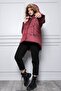 Maternity Zipper Detailed Inflatable Maternity Jacket Claret Red