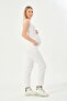 Maternity Flexible Abdomen Banded Adjustable Waist Mom Fit Jeans White - 2