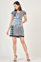 Pregnant Casual Dress Red Belted Floral Patterned Indigo - 3