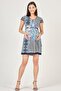 Pregnant Casual Dress Red Belted Floral Patterned Indigo