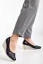 Orthopedic Wedge Heel Women's Navy Blue Wedge Heel Shoes - 2