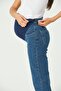 Maternity Stretchy Belly Band Adjustable Waist Plus Size Straight Leg Jeans Blue - 5