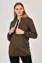 Pregnant Breastfeeding Detailed Thermal Hooded Sweatshirt Khaki