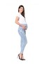 Pregnant Stretchy Abdominal Banded Skinny Jeans Blue - 3