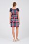 Pink Plaid Maternity Dress - Short Sleeve and Chiffon Detail - 5
