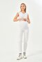 Maternity Flexible Abdomen Banded Adjustable Waist Mom Fit Jeans White - 4