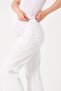 Maternity Stretchy Waistband Adjustable Canvas Wide Leg Pants White - 4