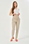 Maternity Flexible Waistband Adjustable Mom Fit Classic Gabardine Trousers Stone - 3