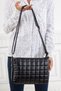 Square Quilted 3-Compartment Black Women's Shoulder Bag Bag - 2