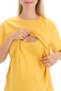 Pregnant Women Breastfeeding Detailed Front Lace-Up Side Slit Short Sleeve Dress Yellow - 4