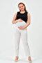 Maternity Classic Mom Fit Pants with Adjustable Waist and Stretchy Abdominal Band Ekru - 2