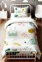 Green Tone Animals Patterned Single Baby Kids Bedding Set - 2