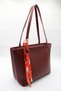 Women's Burgundy Large Size Faux Leather Shoulder Bag with Scarf Detail - 3