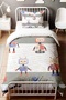Gray Striped Robot and Friends Patterned Single Baby Kids Bedding Set - 2