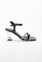 Transparent Heeled Black Women's Evening Dress Shoes with Stones - 3