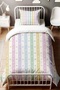 Striped Colorful Hearts Patterned Single Baby Kids Bedding Set - 2