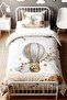 Flying Balloon Teddy Bear Patterned Single Baby Kids Bedding Set - 2