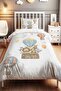 Orange Blue Safari Balloon Patterned Single Baby Kids Bedding Set