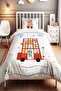Red Bus Safari Patterned Single Baby Kids Bedding Set