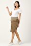 Maternity Buttoned Velvet Skirt with Pocket Detail Brown - 2