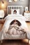 Curly Brown Princess Patterned Single Baby Kids Bedding Set