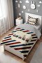 Red and Blue Striped Journey Pattern Single Baby Toddler Duvet Cover Set - 3