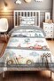 Safari Traffic Patterned Single Baby Kids Bedding Set