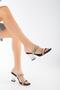 Transparent Heeled Row Stoned Black Women's Evening Dress Slippers Shoes - 3