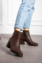 Brown Matte Zipper Detailed Comfortable Women's Heeled Boots - 3