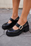 Cooper Women's Black Real Leather Marry Style Shoes - 2