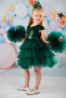 Buckle Pompom Sleeves Sequin Tulle Party and Birthday Dress - 5