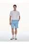 Buttoned Basic Gabardine Blue Shorts